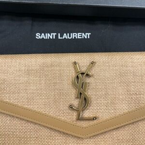 YSL Raffia Uptown Pouch